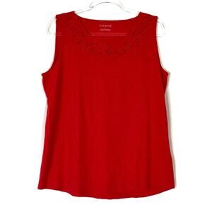 Talbots | Red Tank Top Eyelet Neckline 100% Cotton Womens Large
